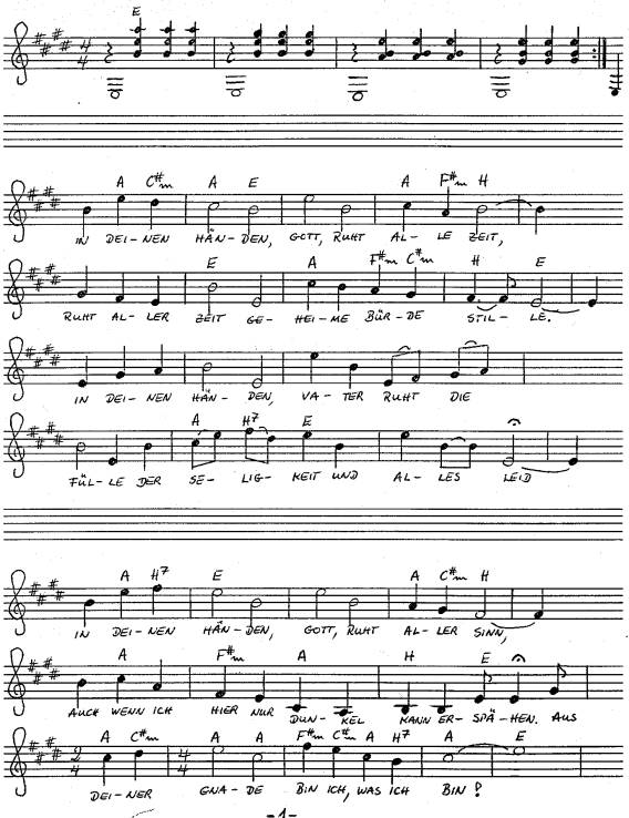 Noten, Akkorde und Text zum Lied In Deinen Händen