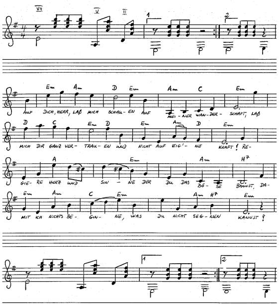 Melodie, Akkorde und Text zum Lied Gebet